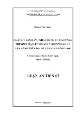 Luận án Quản lý vận hành nhà chung cư cao tầng thương mại của doanh nghiệp quản lý vận hành trên địa bàn Thành phố Hà Nội