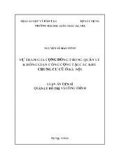 Luận án Sự tham gia cộng đồng trong quản lý không gian công cộng tại các khu chung cư cũ ở Hà Nội