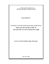 Luận án Xây dựng và sử dụng bài toán thiết kế kĩ thuật trong dạy học kĩ thuật điện tử cho sinh viên ngành sư phạm công nghệ