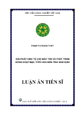 Luận án Giải pháp kinh tế cho bảo tồn và phát triển rừng ngập mặn vùng ven biển tỉnh Nam Định