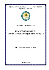 Luận án Huy động vốn đầu tư cho phát triển du lịch tỉnh Nghệ An