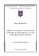 Luận án Nghiên cứu tác động của thu nhập ngoài lãi đến hiệu quả hoạt động của các ngân hàng thương mại tại Việt Nam