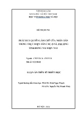 Luận án Phát huy quyền làm chủ của nhân dân trong thực hiện dân chủ ở xã, phường tỉnh Đồng Nai hiện nay