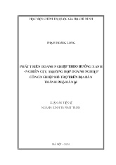 Luận án Phát triển doanh nghiệp theo hướng xanh. Nghiên cứu trường hợp doanh nghiệp công nghiệp hỗ trợ trên địa bàn Thành phố Hà Nội