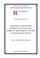 Luận án Ảnh hưởng cam kết tổ chức đến hiệu suất của nhân viên - Nghiên cứu trong lĩnh vực cấp nước tại Thành phố Hồ Chí Minh