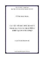 Luận án Các yếu tố thúc đẩy hành vi tham gia vào các hoạt động khởi tạo doanh nghiệp