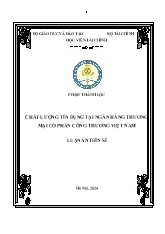 Luận án Chất lượng tín dụng tại ngân hàng thương mại cổ phần công thương Việt Nam