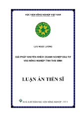 Luận án Giải pháp khuyến khích doanh nghiệp đầu tư vào nông nghiệp tỉnh Thái Bình