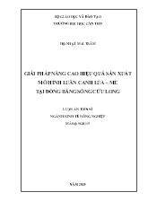 Luận án Giải pháp nâng cao hiệu quả sản xuất mô hình luân canh lúa – mè tại đồng bằng sông Cửu Long