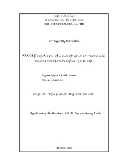 Luận án Năng lực quản trị của cán bộ quản lý trong các doanh nghiệp xây dựng tại Hà Nội