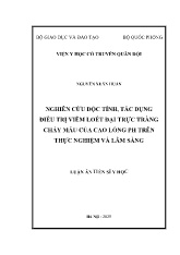 Luận án Nghiên cứu độc tính, tác dụng điều trị viêm loét đại trực tràng chảy máu của cao lỏng ph trên thực nghiệm và lâm sàng