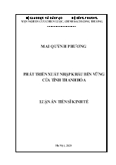 Luận án Phát triển xuất nhập khẩu bền vững của tỉnh Thanh Hóa