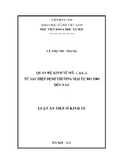 Luận án Quan hệ kinh tế mỹ- Chile từ sau hiệp định thương mại tự do 2004 đến nay