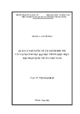 Luận án Quản lý nhà nước về tài chính đối với các cơ sở giáo dục đại học trong điều kiện hội nhập quốc tế của Việt Nam