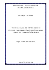 Luận án Tác động của giá trị thương hiệu đến năng lực cạnh tranh của các trường đại học tại khu vực Thành phố Hồ Chí Minh