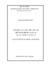Luận án Tác động của kiều hối, thể chế đến tăng trưởng kinh tế tại các quốc gia châu á