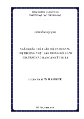 Luận án Xuất khẩu thủy sản Việt Nam sang thị trường Nhật Bản trong bối cảnh gia tăng các rào cản kỹ thuật