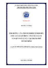 Luận án Ảnh hưởng của trách nhiệm xã hội đến hiệu quả hoạt động của các doanh nghiệp nhỏ và vừa tại Thành phố Hồ Chí Minh