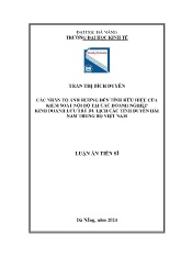 Luận án Các nhân tố ảnh hưởng đến tính hữu hiệu của kiểm soát nội bộ tại các doanh nghiệp kinh doanh lưu trú du lịch các tỉnh duyên hải nam trung bộ Việt Nam