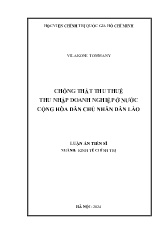 Luận án Chống thất thu thuế thu nhập doanh nghiệp ở nước cộng hòa dân chủ nhân dân Lào