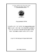 Luận án Nghiên cứu các nhân tố ảnh hưởng đến động lực làm việc của người lao động tại các doanh nghiệp ngoài nhà nước khu vực đồng bằng sông Cửu Long